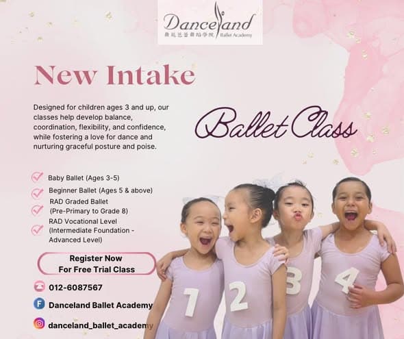 Young ballet students in lilac leotards